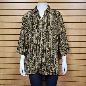 Club Z Collection Button Down Shirt Size 1X Vintage 3/4 Length Sleeves